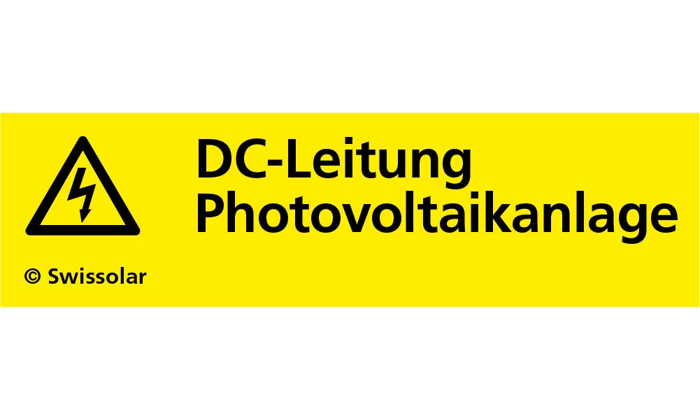 Kleber gelb «DC-Leitung Photovoltaikanlage»