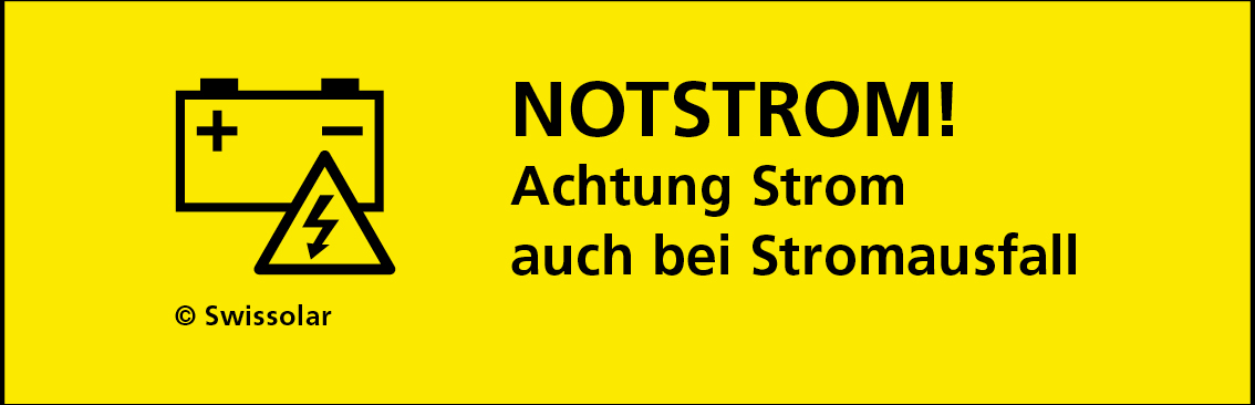 Kleber gelb «NOTSTROM! Achtung Strom auch bei Stromausfall»